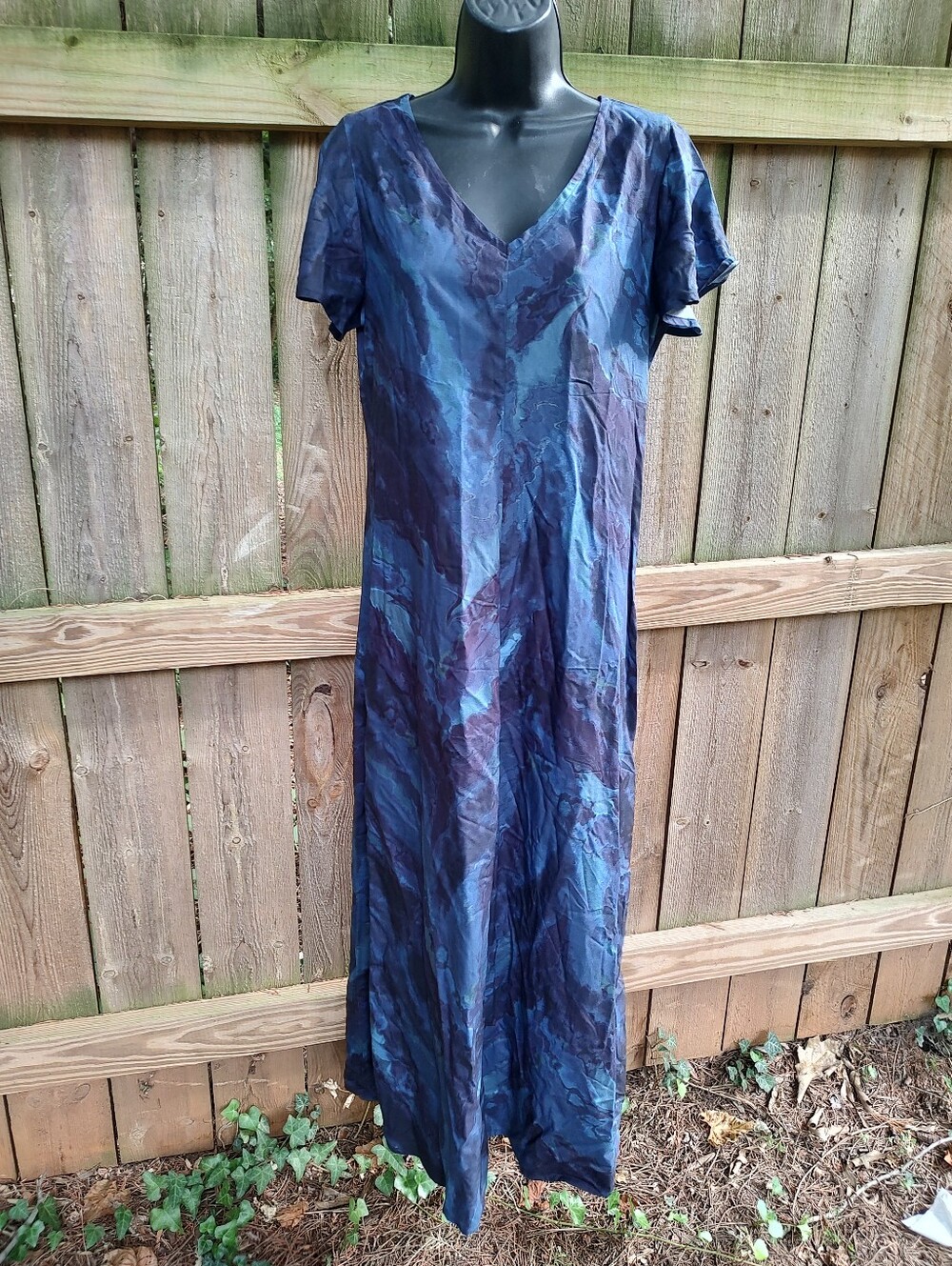 ๐ต๏ธ Soft Surroundings Kennedy Denim Blue Watercolor Maxi Dress NWT $130 XS READ
